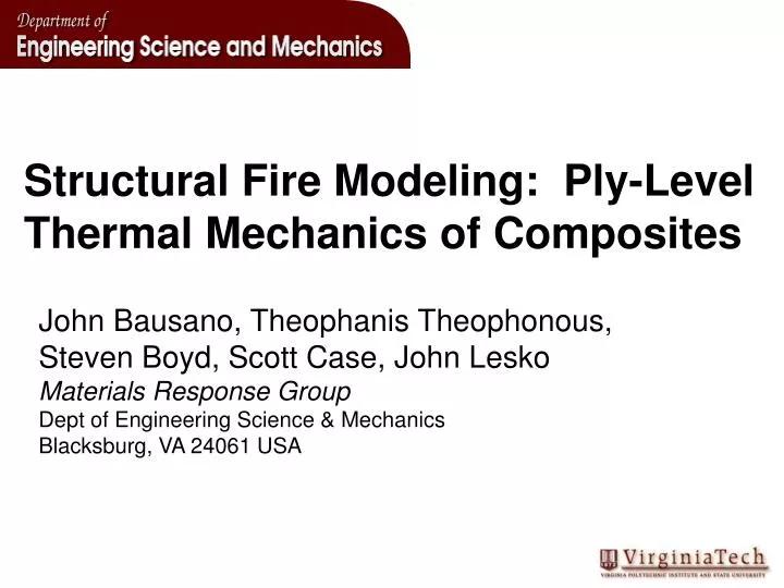 structural fire modeling ply level thermal mechanics of composites