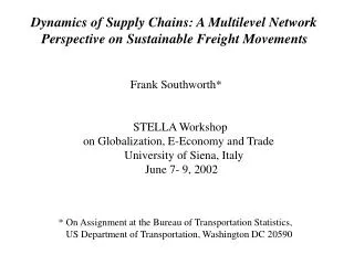 Dynamics of Supply Chains: A Multilevel Network