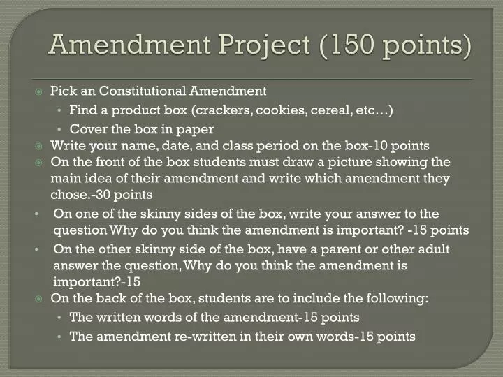 amendment project 150 points