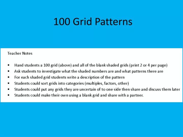 100 grid patterns