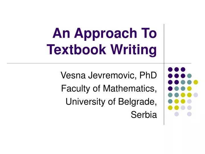 an approach to textbook writing
