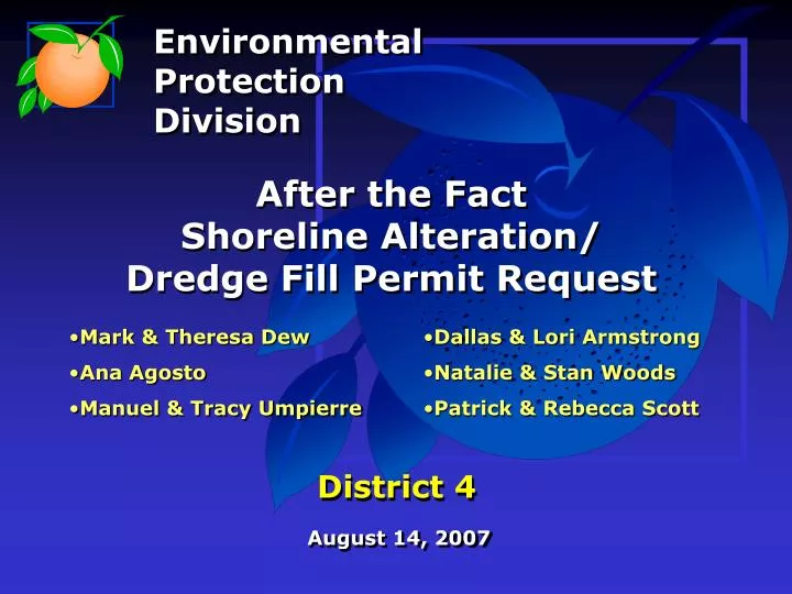 after the fact shoreline alteration dredge fill permit request district 4