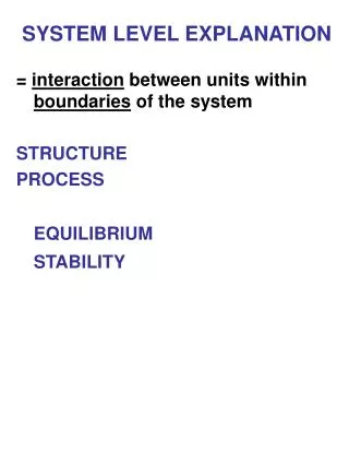 SYSTEM LEVEL EXPLANATION