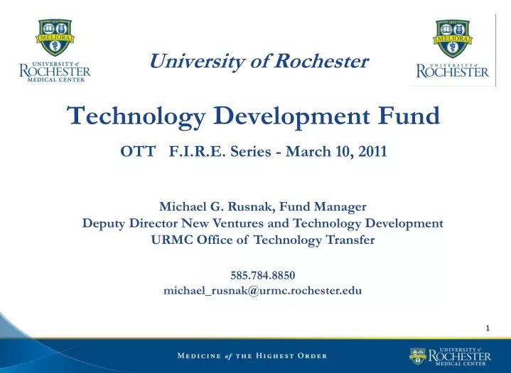 university of rochester technology development fund ott f i r e series march 10 2011