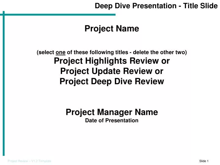 deep dive presentation title slide