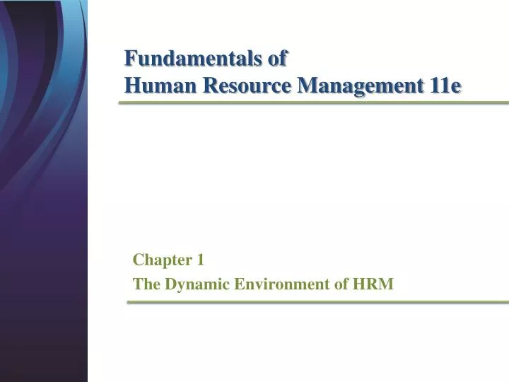 chapter 1 the dynamic environment of hrm