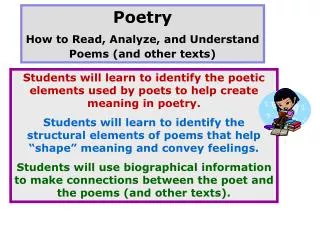 Poetry How to Read, Analyze, and Understand Poems (and other texts)