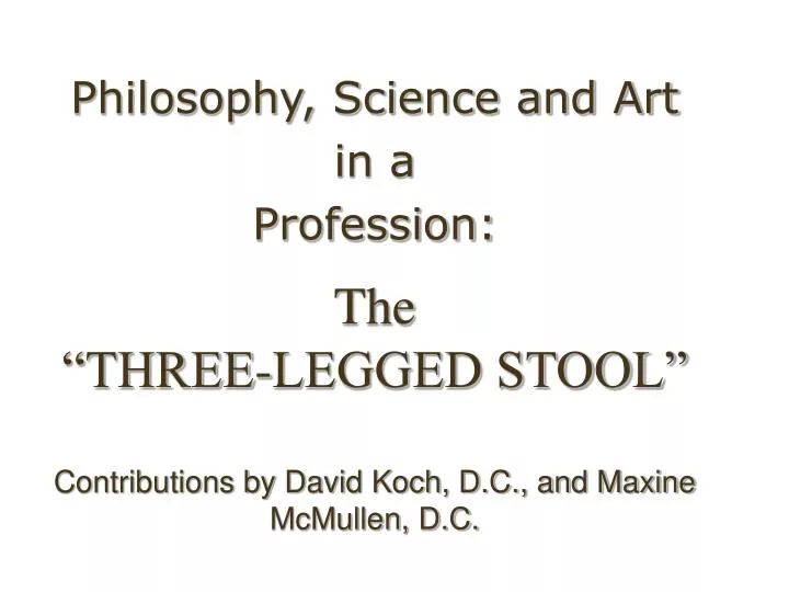 the three legged stool contributions by david koch d c and maxine mcmullen d c