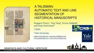 A TaLISMAN: Automatic Text and LIne Segmentation of historical MANuscripts