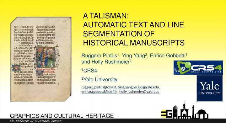 a talisman automatic text and line segmentation of historical manuscripts