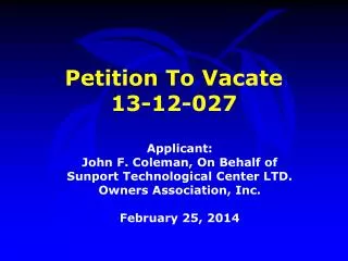 Petition To Vacate 13-12-027