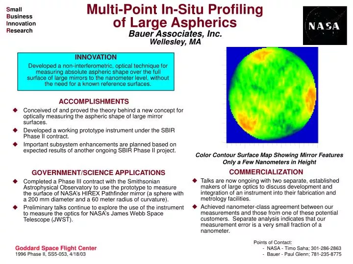 multi point in situ profiling of large aspherics bauer associates inc wellesley ma