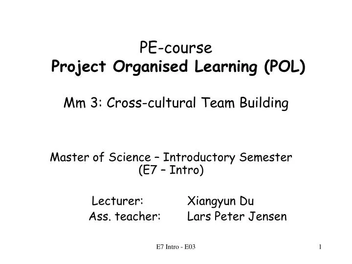 pe course project organised learning pol mm 3 cross cultural team building