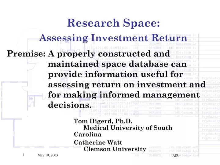 research space assessing investment return