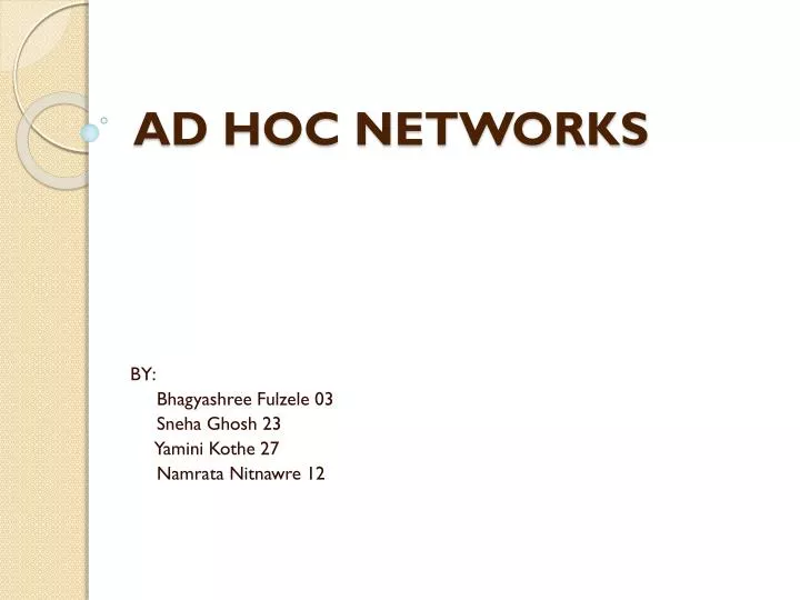 ad hoc networks
