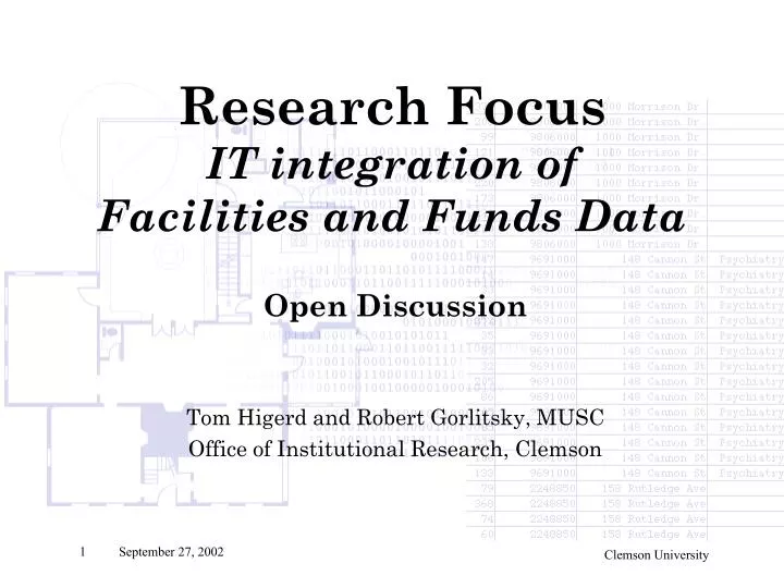 research focus it integration of facilities and funds data