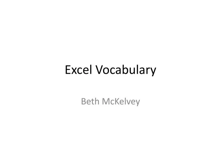 excel vocabulary