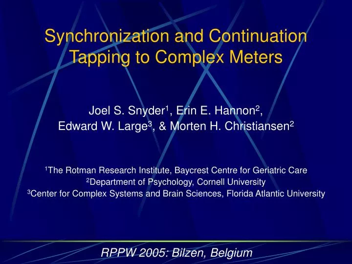 synchronization and continuation tapping to complex meters