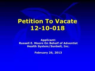 Petition To Vacate 12-10-018