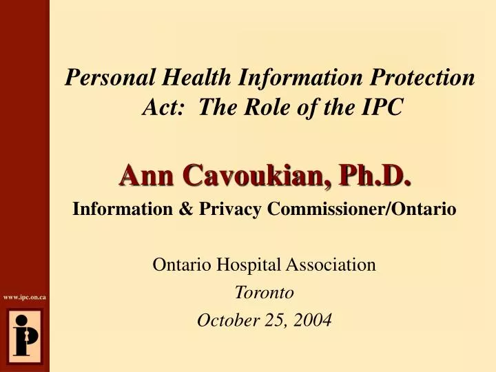 personal health information protection act the role of the ipc