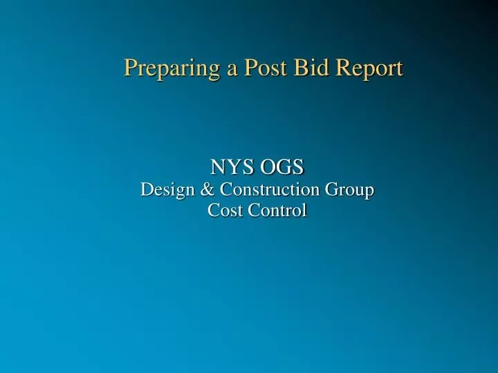 preparing a post bid report