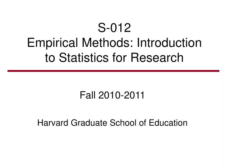 s 012 empirical methods introduction to statistics for research