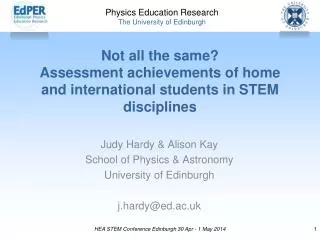 Not all the same? Assessment achievements of home and international students in STEM disciplines