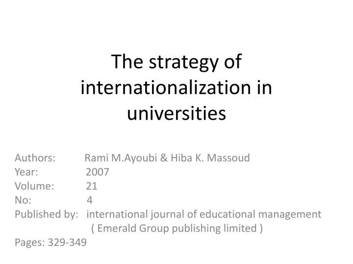 the strategy of internationalization in universities