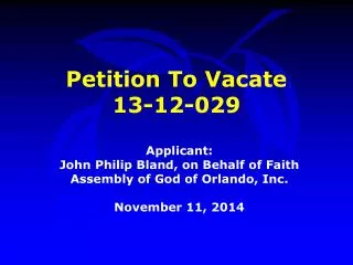 Petition To Vacate 13-12-029