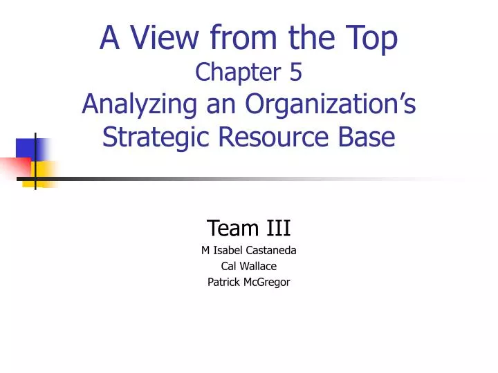 a view from the top chapter 5 analyzing an organization s strategic resource base