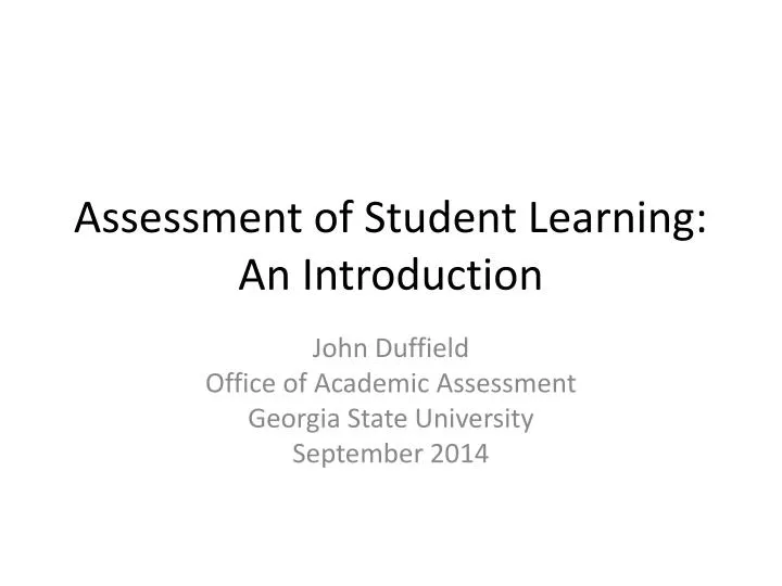 assessment of student learning an introduction