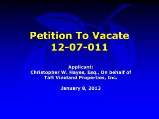 Petition To Vacate 12-07-011