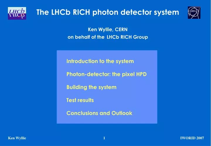 the lhcb rich photon detector system ken wyllie cern on behalf of the lhcb rich group