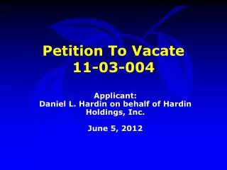 Petition To Vacate 11-03-004