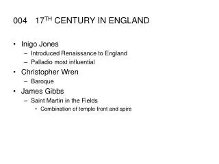 004	17 TH CENTURY IN ENGLAND