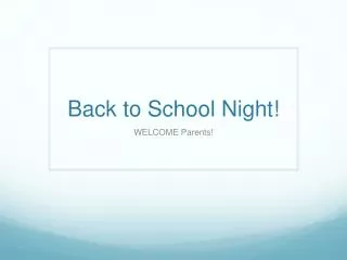 Back to School Night!