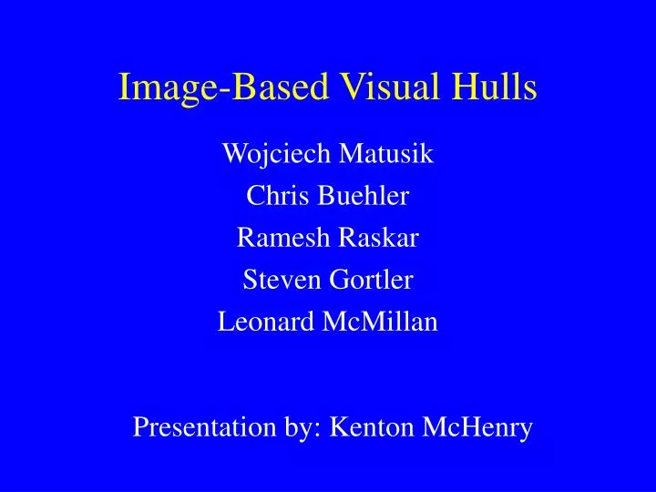 image based visual hulls