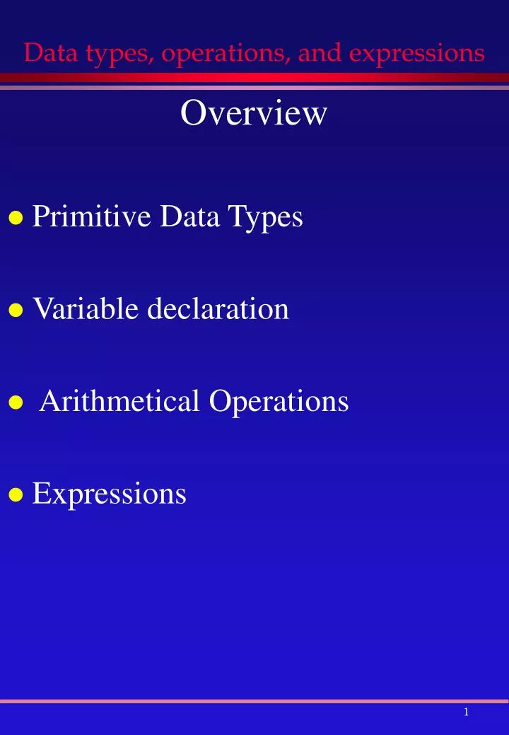 data types operations and expressions