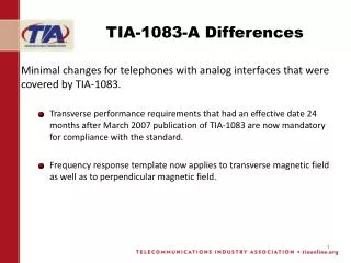 TIA-1083-A Differences