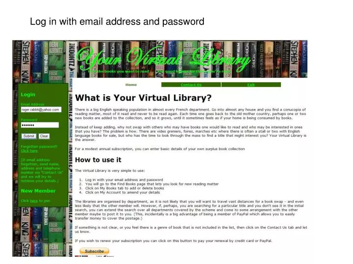log in with email address and password