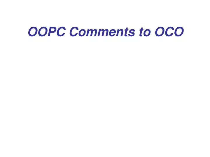 oopc comments to oco