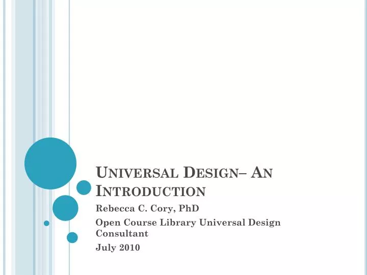 universal design an introduction