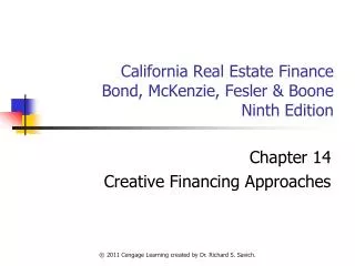 California Real Estate Finance Bond, McKenzie, Fesler &amp; Boone Ninth Edition