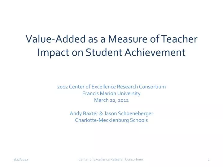 value added as a measure of teacher impact on student achievement