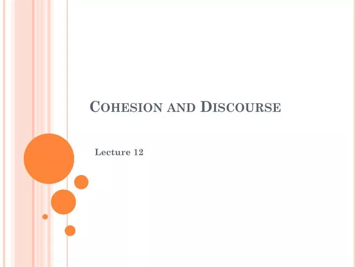 cohesion and discourse