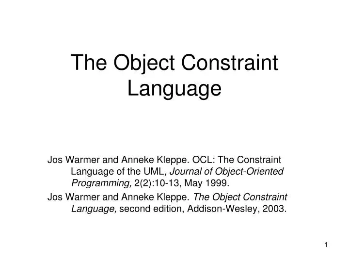 the object constraint language