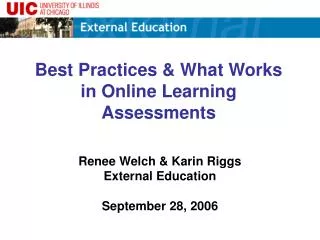 Best Practices &amp; What Works in Online Learning Assessments