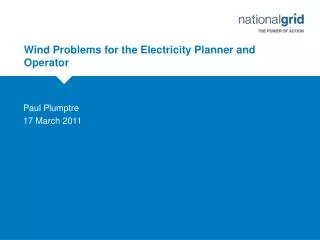 Wind Problems for the Electricity Planner and Operator