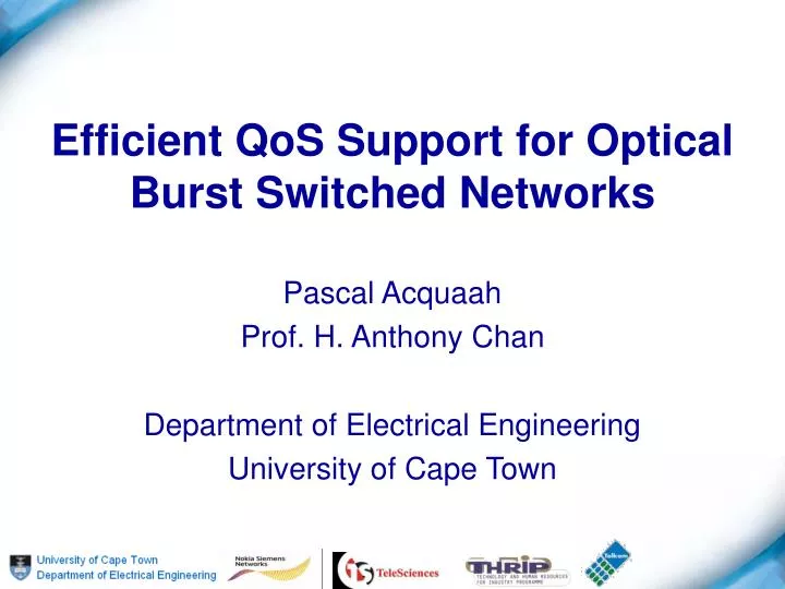 efficient qos support for optical burst switched networks