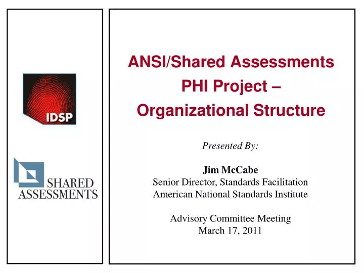 ansi shared assessments phi project organizational structure